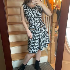 Aryn K black and white tweed dress